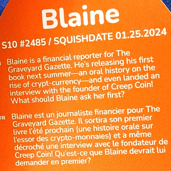 🎃 BLAINE 🦇 FTM Blue Sparkley Bat w Fur Belly Halloween 2024 Squishmallow ☆ NWT - Picture 4 of 8